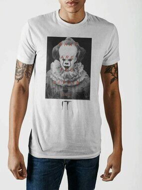 It Movie Mens What Are You Afraid Of? Pennywise Clown White Shirt New 2XL